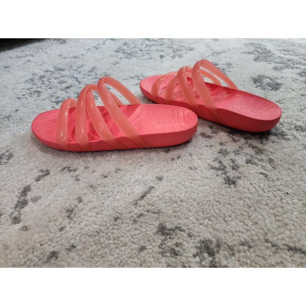 Crocs Splash Glossy Strappy Neon Watermelon Women’s Sandals Size 6